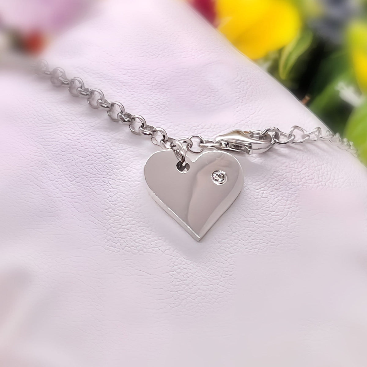 Moissanite Diamond Heart Bracelet: 925 Sterling Silver Dangle