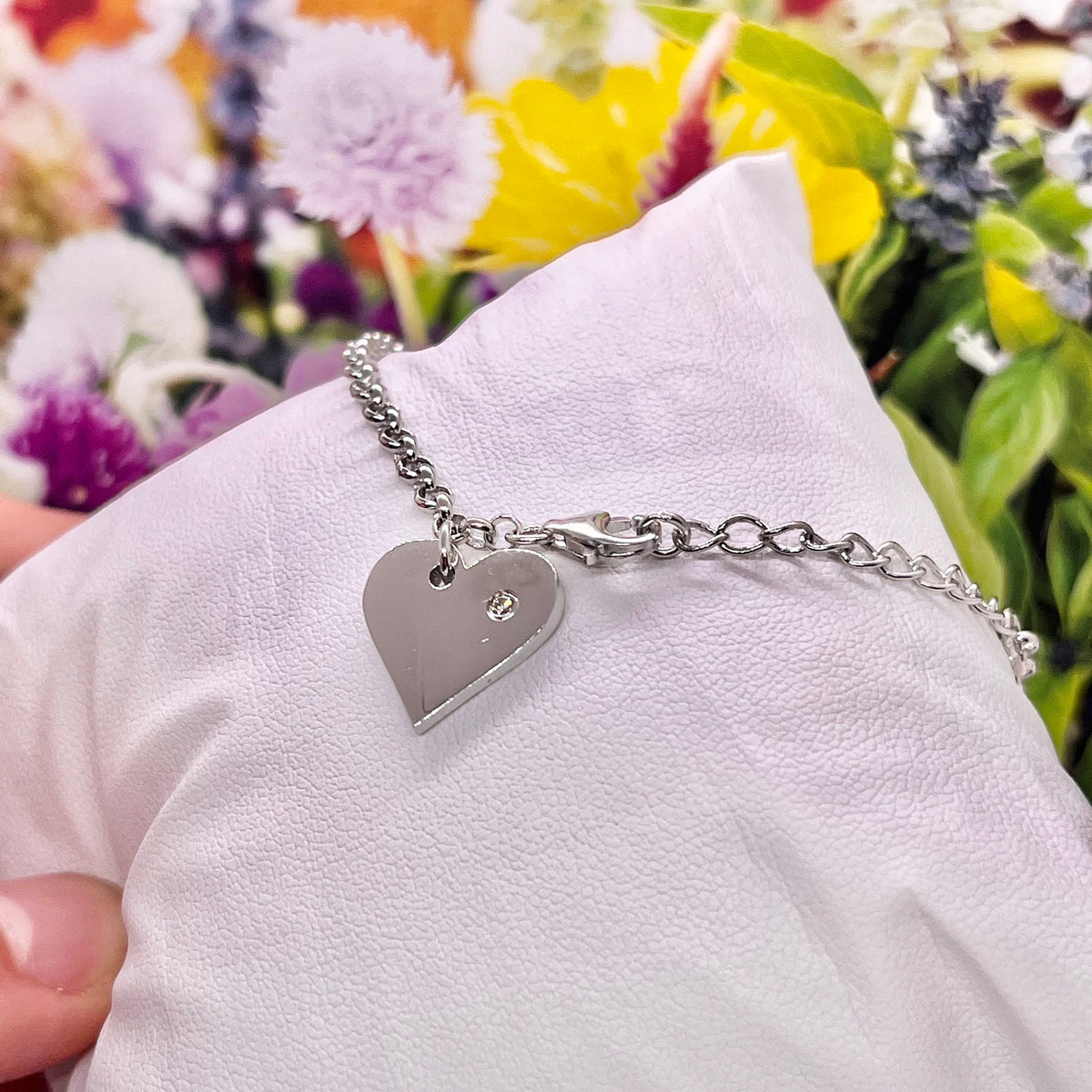 Moissanite Diamond Heart Bracelet: 925 Sterling Silver Dangle