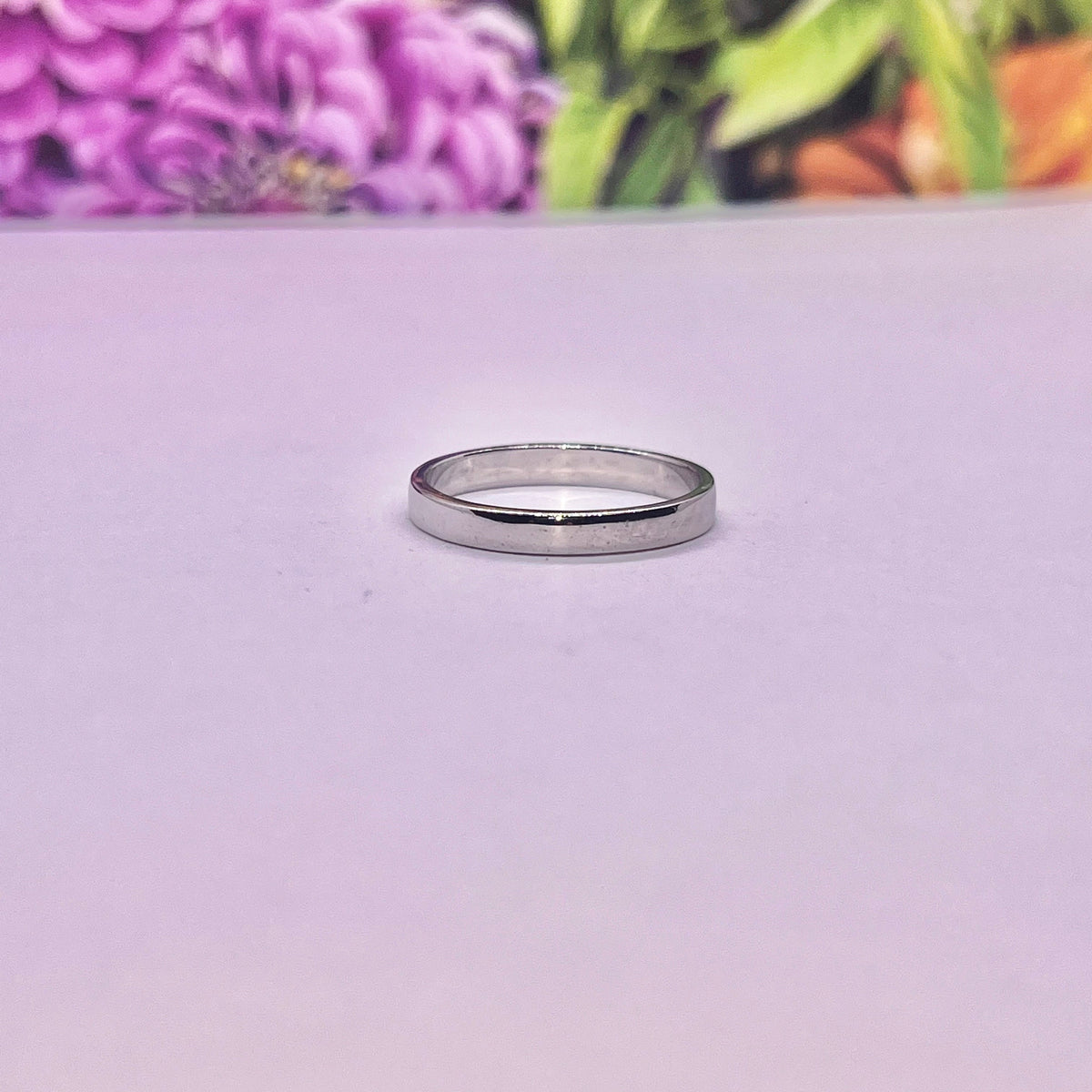 Sterling Silver Wedding Band Ring - Rhodium Plated, 3mm