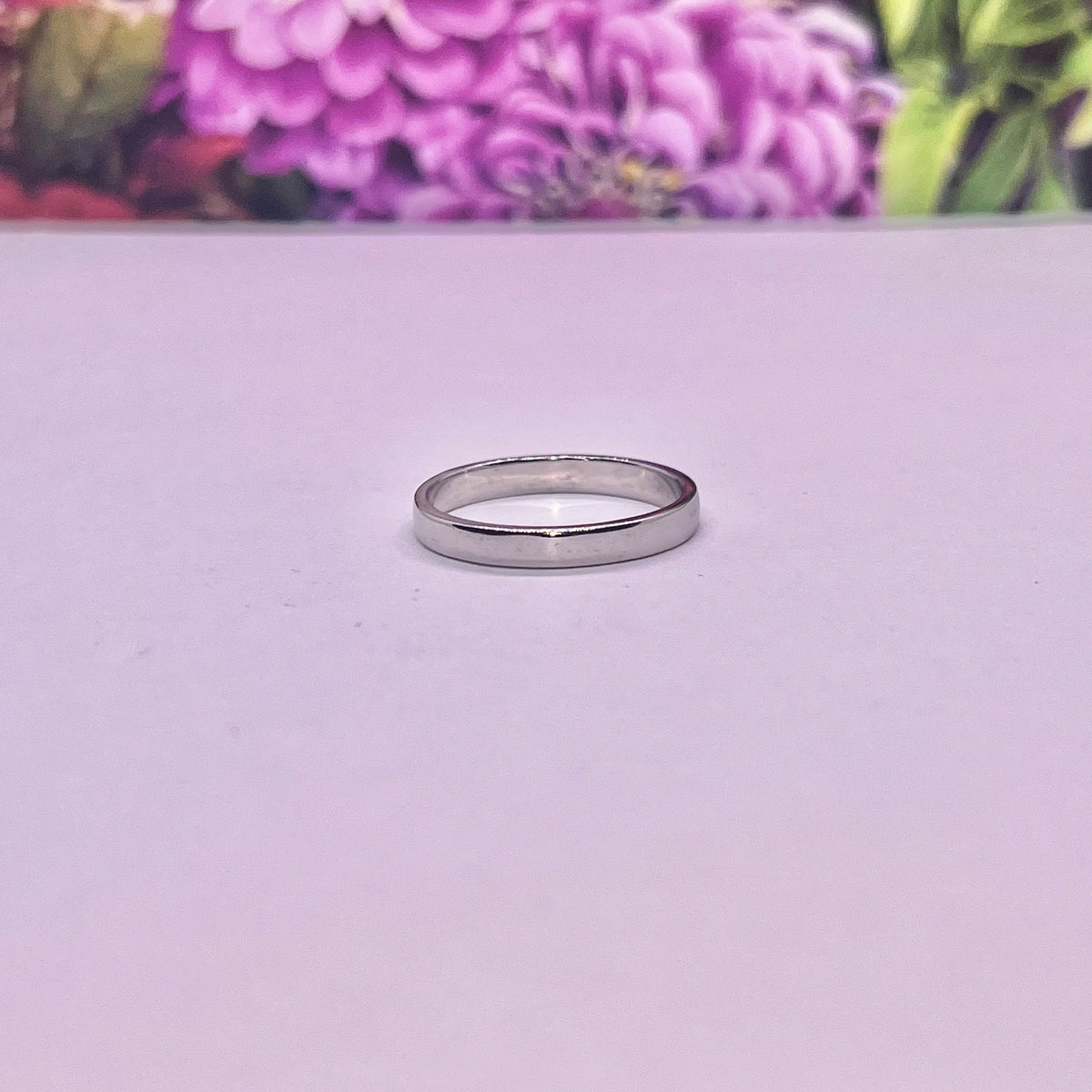 Sterling Silver Wedding Band Ring - Rhodium Plated, 3mm