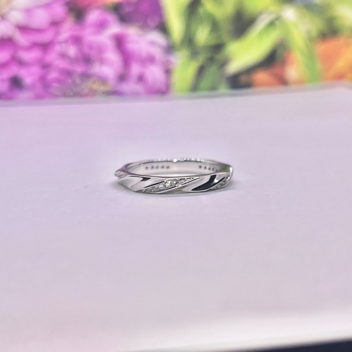 Moissanite Diamond Sterling Silver Twist Ring - Eternity Band