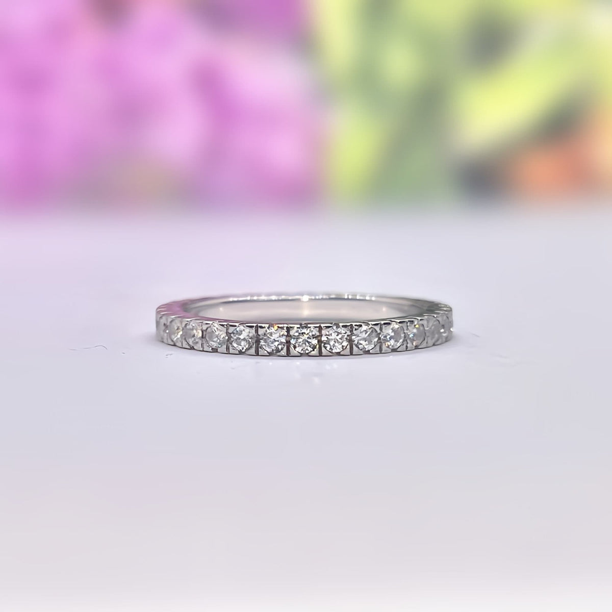 Eternity  Moissanite Diamond Ring Solid Sterling 925 Silver Wedding Band