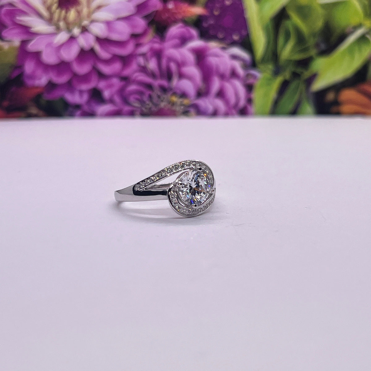 Silver Twist 1.25 Carat  Moissanite Engagement Ring