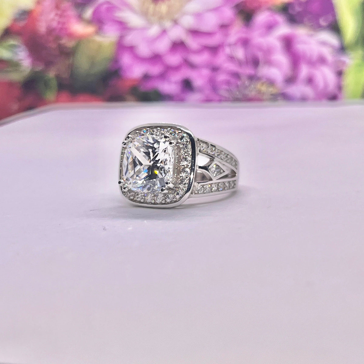 Vintage Style Cushion Cut 4 Ct  Moissanite Engagement Ring 925 Sterling Silver