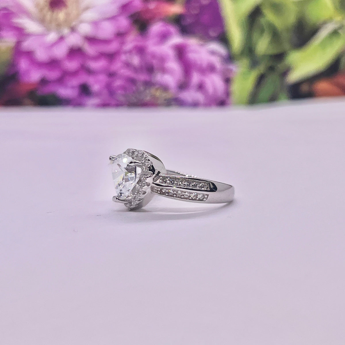 Heart Cut 2 Ct Moissanite Heart Silver Engagement Ring