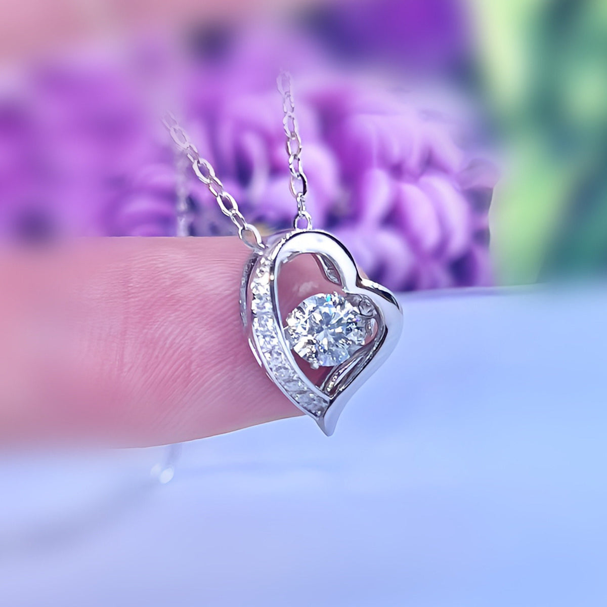 Moissanite Heart Necklace: 0.5 Carat Sterling Silver Pendant
