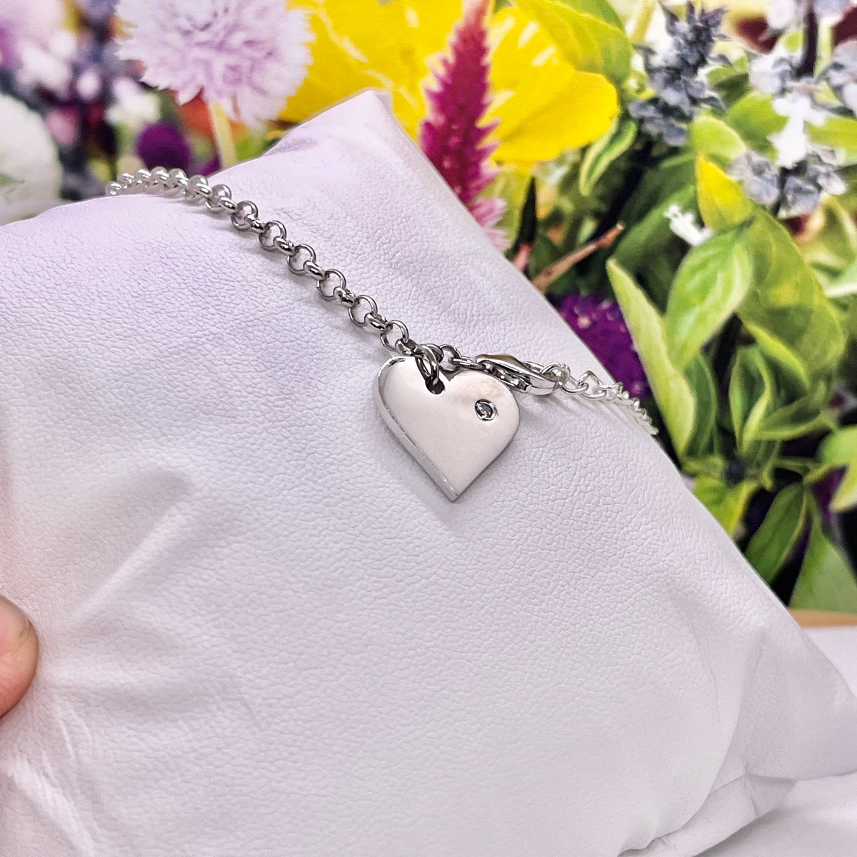 Moissanite Diamond Heart Bracelet: 925 Sterling Silver Dangle