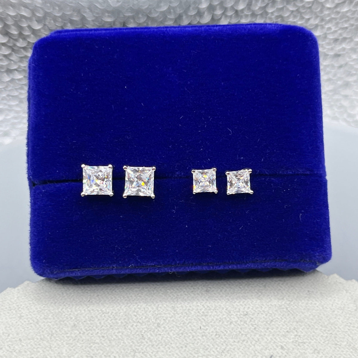 Square Cut Moissanite Diamond Stud Earrings Gift Boxed Earrings