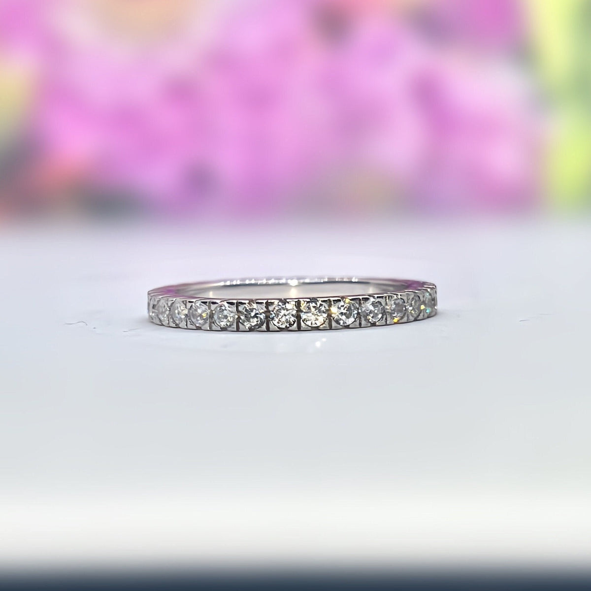 Eternity  Moissanite Diamond Ring Solid Sterling 925 Silver Wedding Band