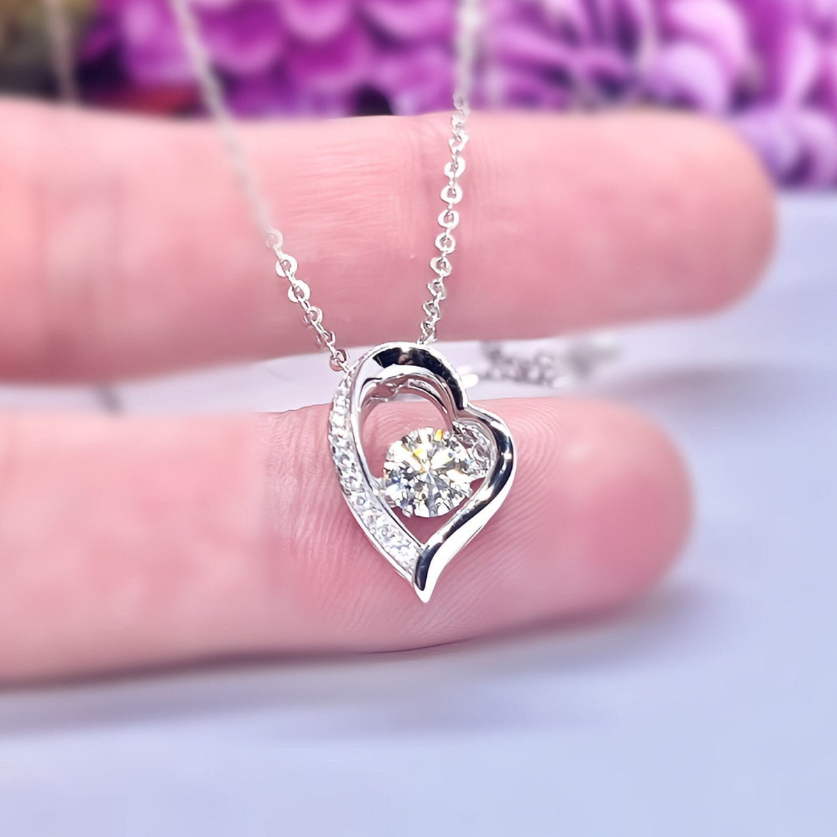 Moissanite Heart Necklace: 0.5 Carat Sterling Silver Pendant