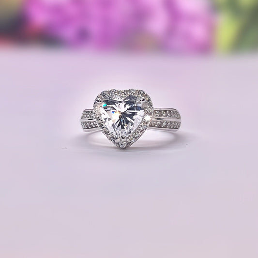 Heart Cut 2 Ct Moissanite Heart Silver Engagement Ring