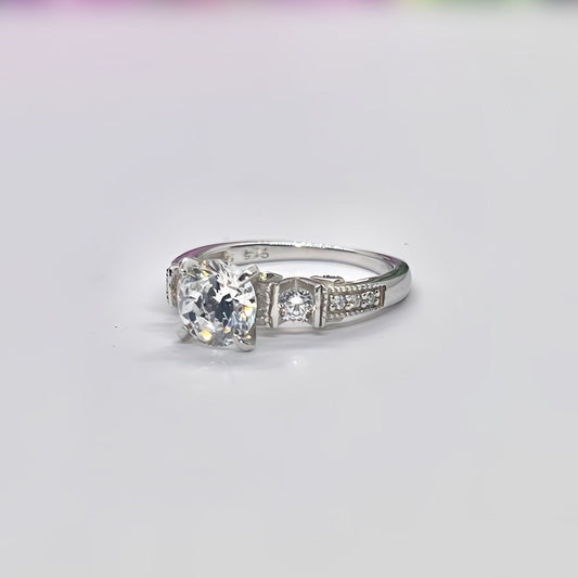 Vintage Style Moissanite Engagement Ring: 1.25 Carat, Sterling Silver