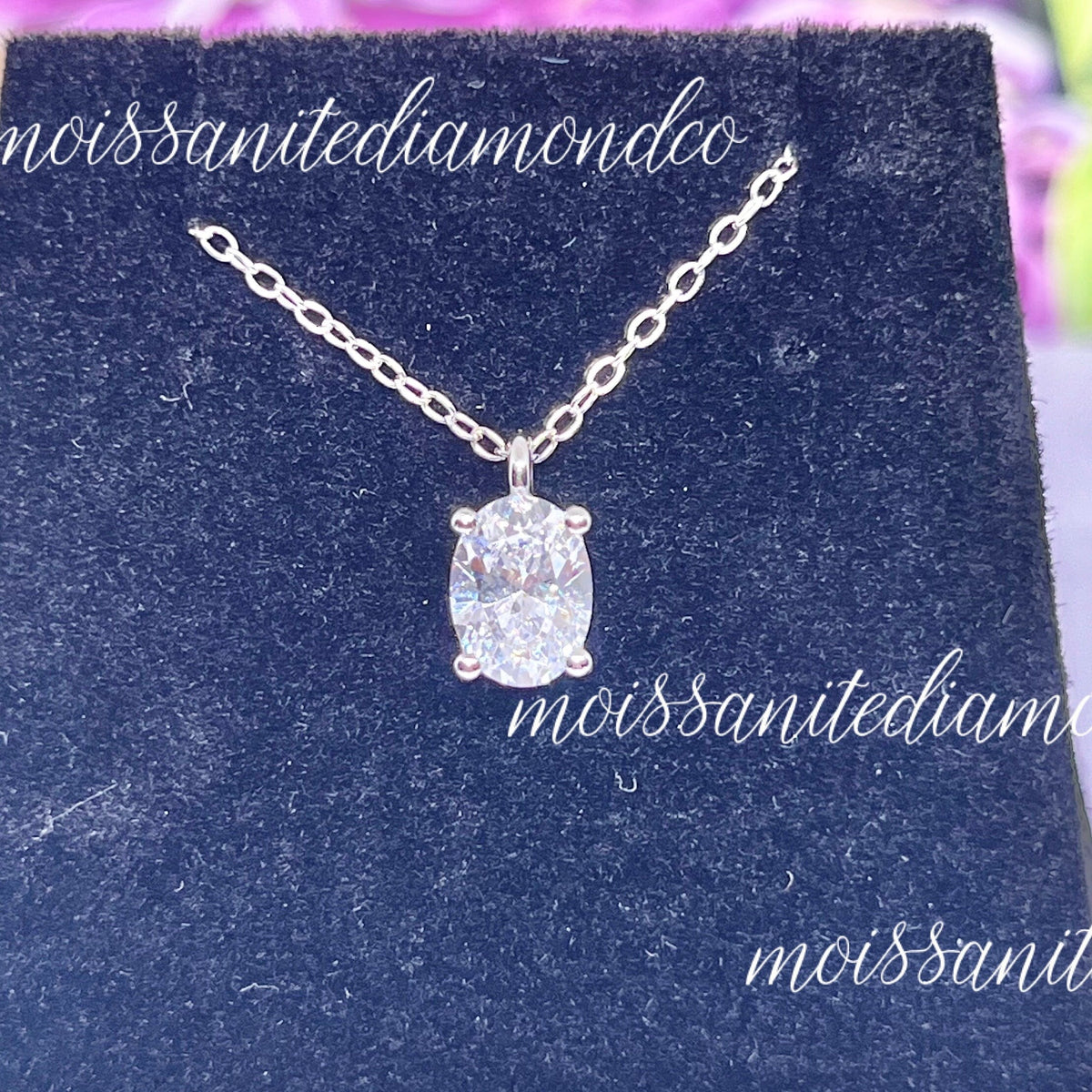 Oval Moissanite Necklace 1.25 Ct : 925 Silver