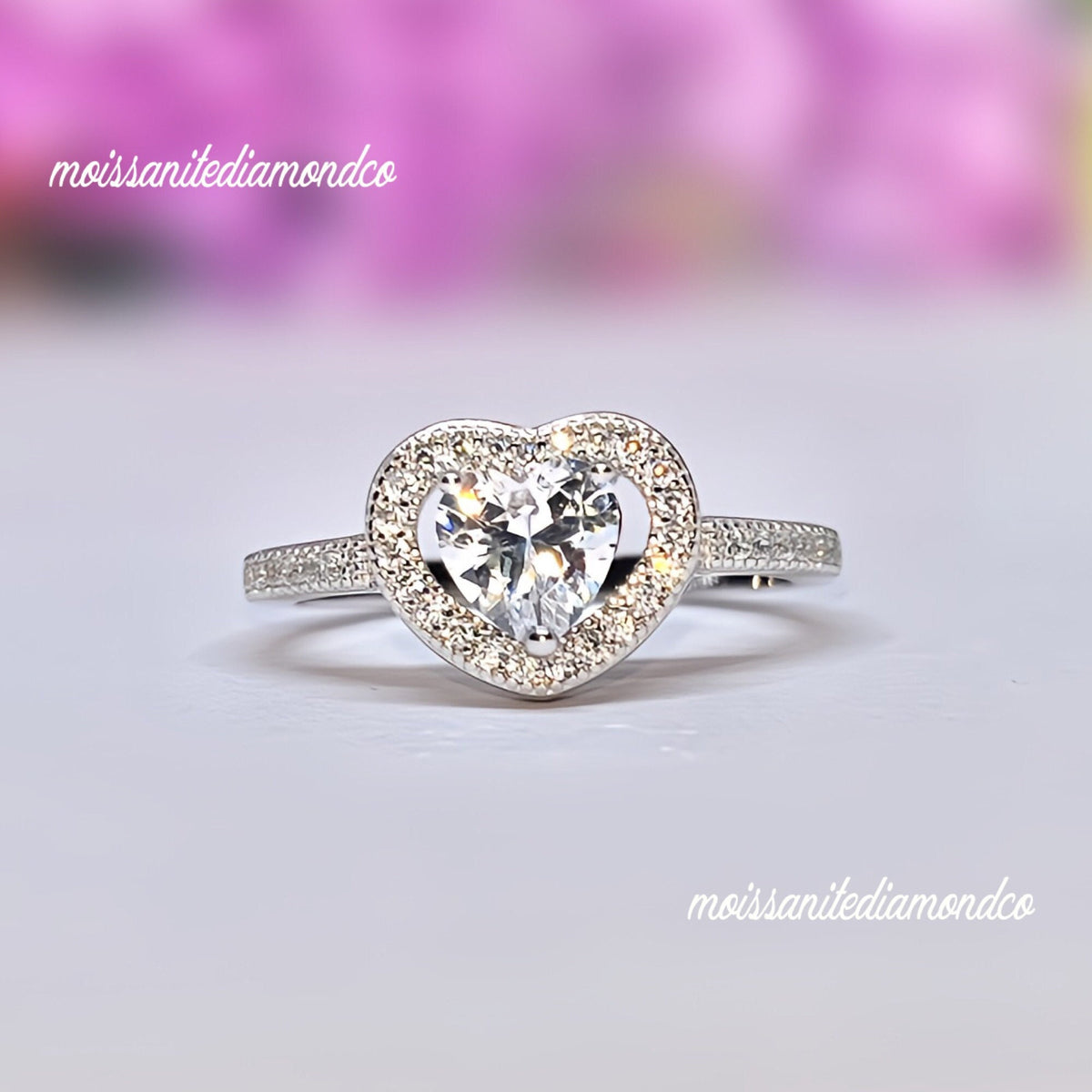 Heart 1.5 Ct Moissanite Diamond Promise Engagement Ring 925 Sterling Silver