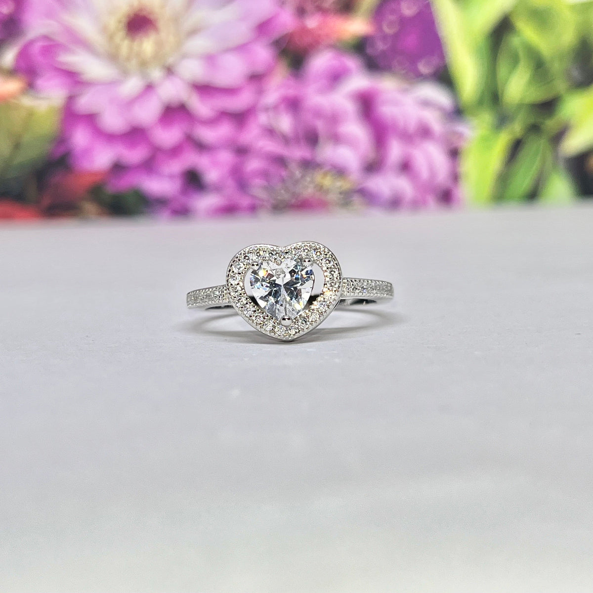 Heart 1.5 Ct Moissanite Diamond Promise Engagement Ring 925 Sterling Silver
