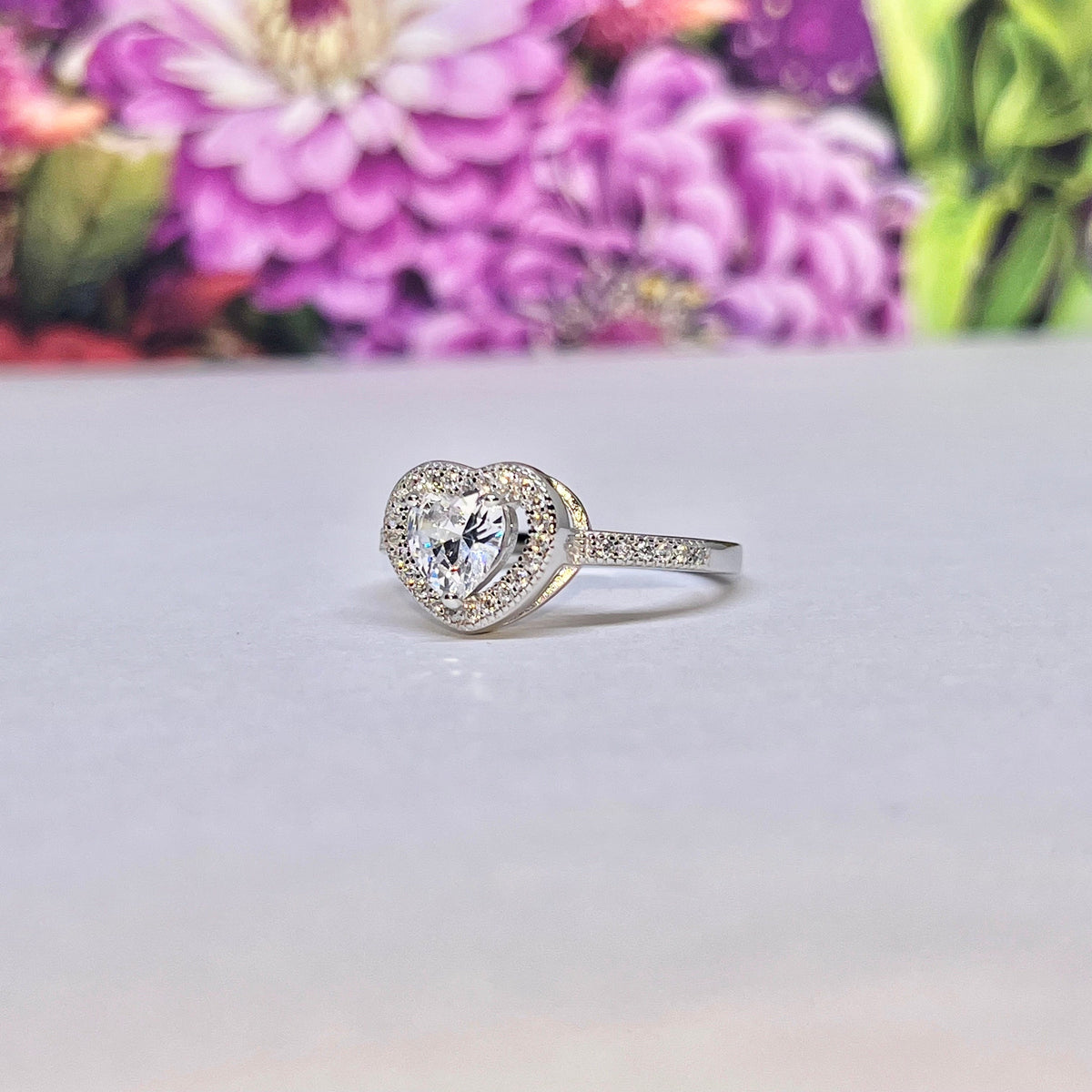 Heart 1.5 Ct Moissanite Diamond Promise Engagement Ring 925 Sterling Silver