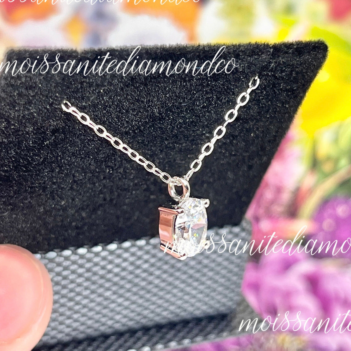 Oval Moissanite Necklace 1.25 Ct : 925 Silver