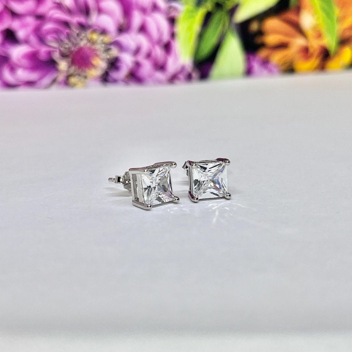 Moissanite Stud Earrings 1 Carat Silver