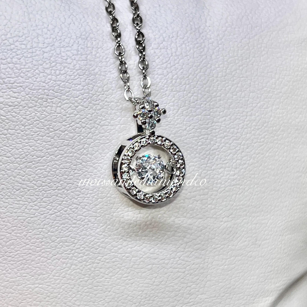 Round Cut Moissanite Necklace 1 Carat Moving Stone Heart Necklace 925 Sterling Silver