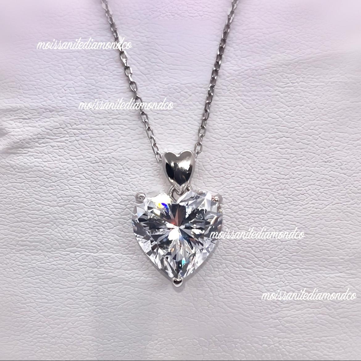 Heart Cut White Sapphire Pendant Necklace, Sterling Silver