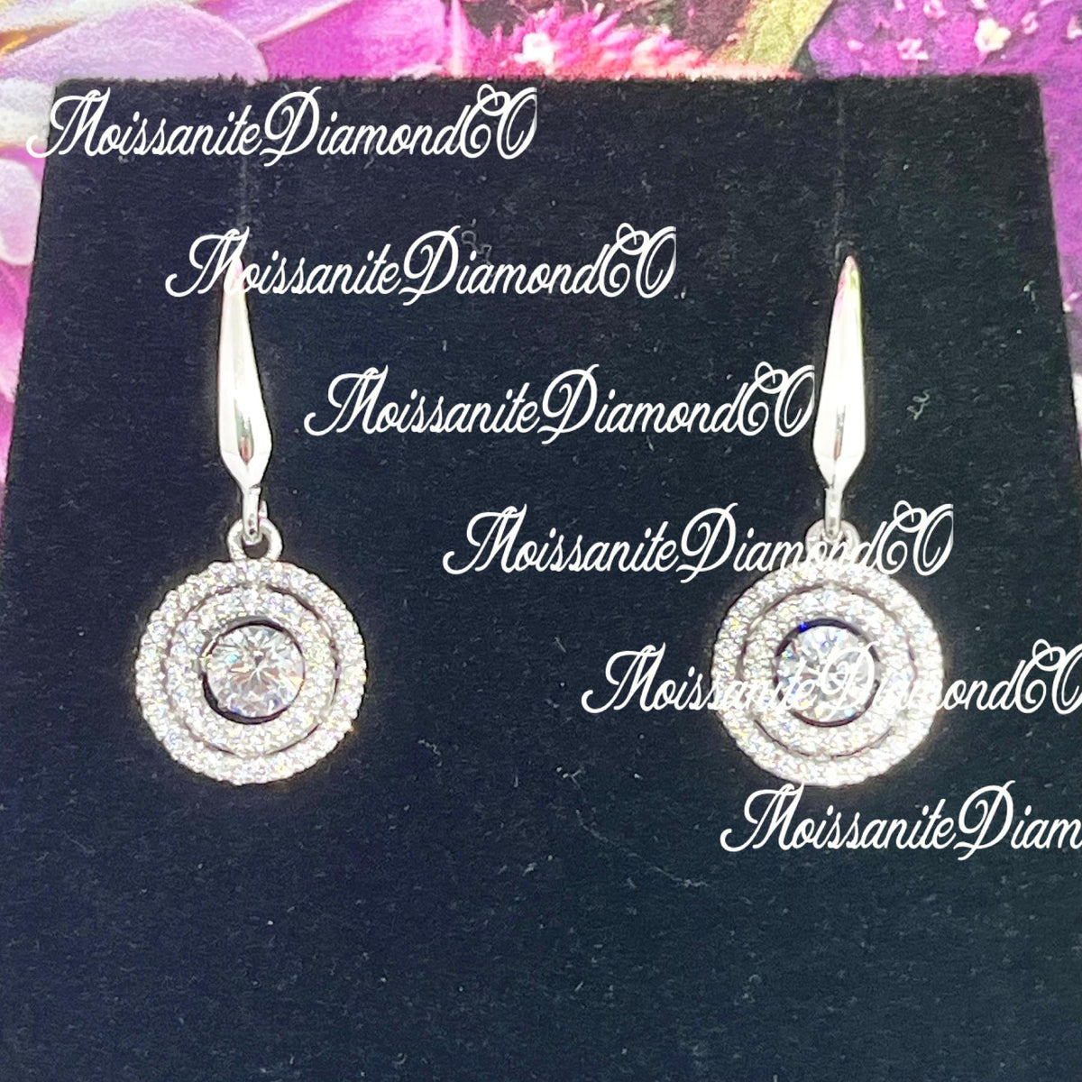 Moving Stone Lab Diamond Earrings Dangle Halo Hook 925 Sterling Silver