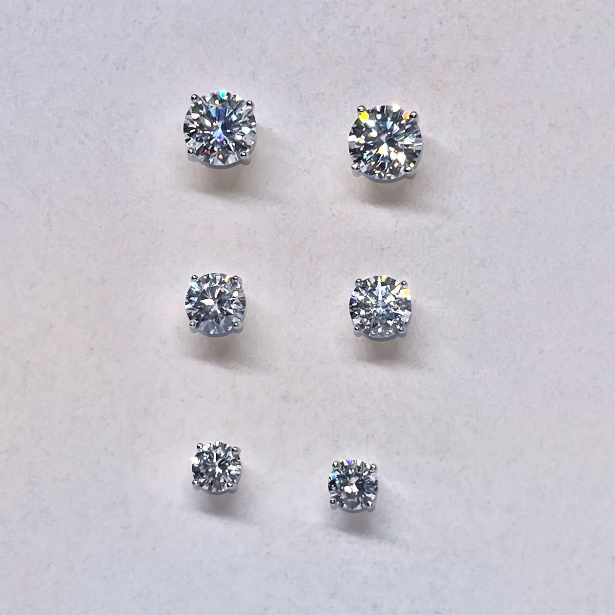 Round Moissanite Stud Earrings: 925 Sterling Silver