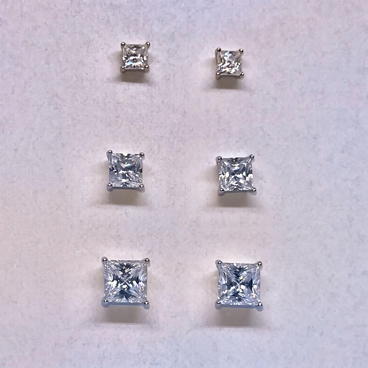 Square Cut Moissanite Stud Earrings: 925 Sterling Silver