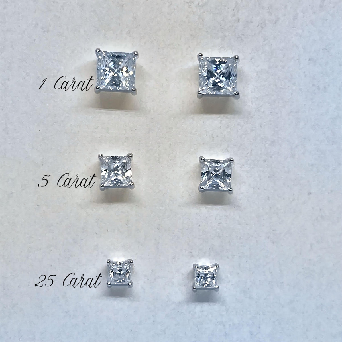 Square Cut Moissanite Stud Earrings: 925 Sterling Silver