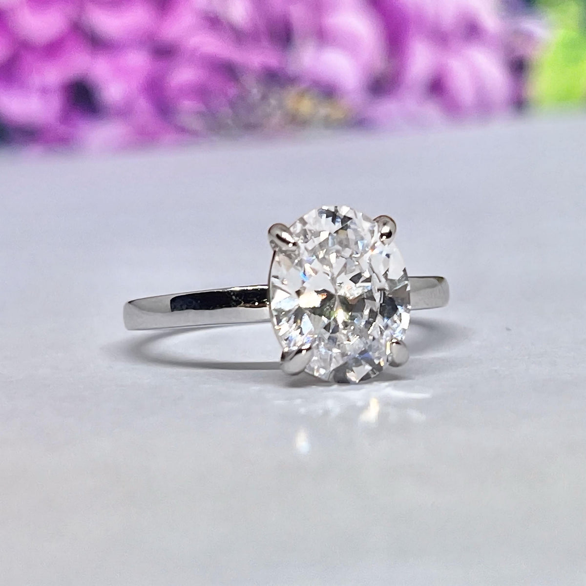Oval 2ct Moissanite Engagement Ring : Sterling Silver