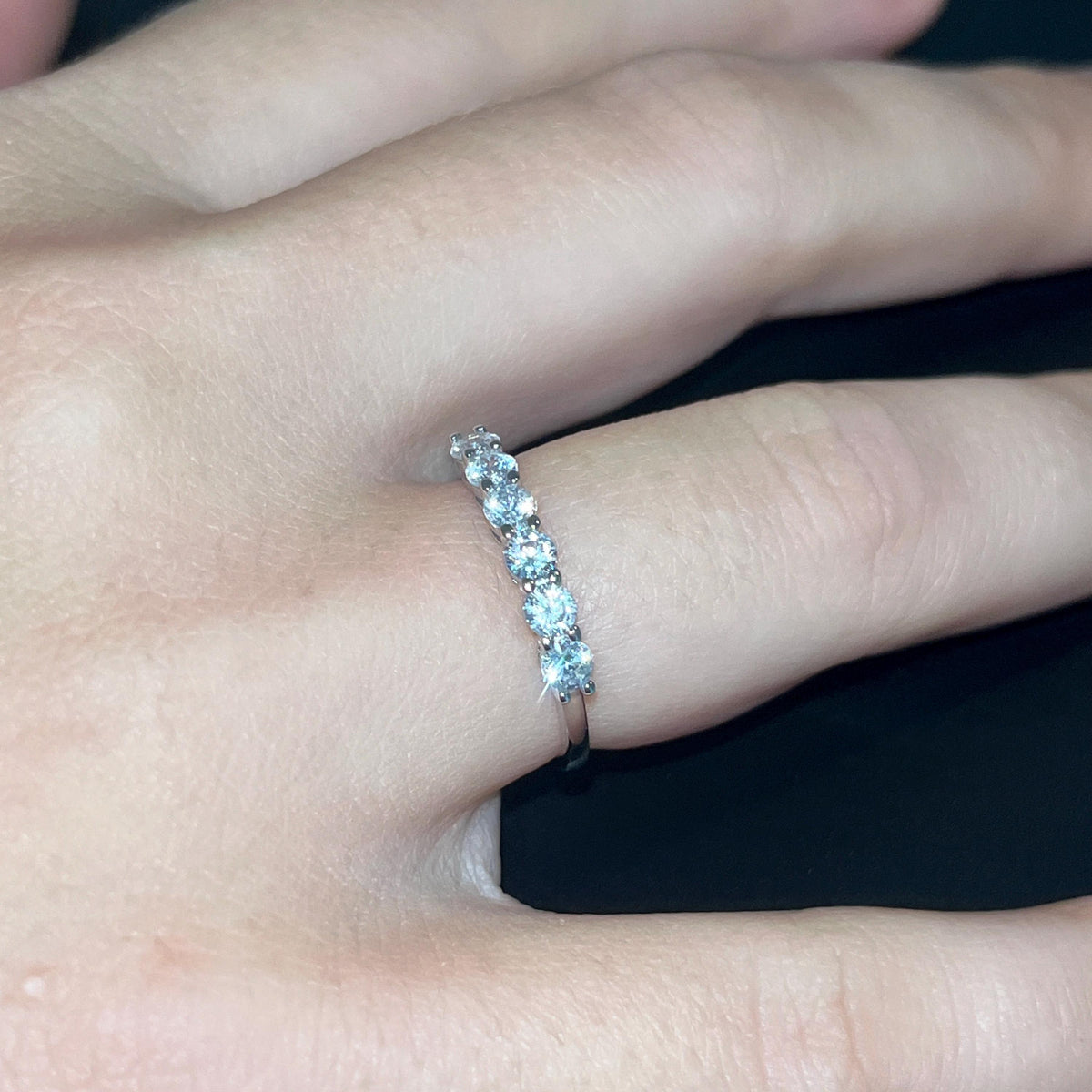 Dainty Moissanite Eternity Band Ring: 925 Sterling Silver