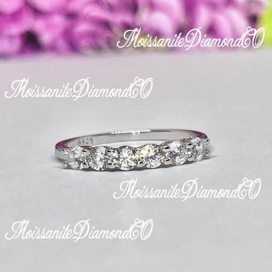Dainty Moissanite Eternity Band Ring: 925 Sterling Silver