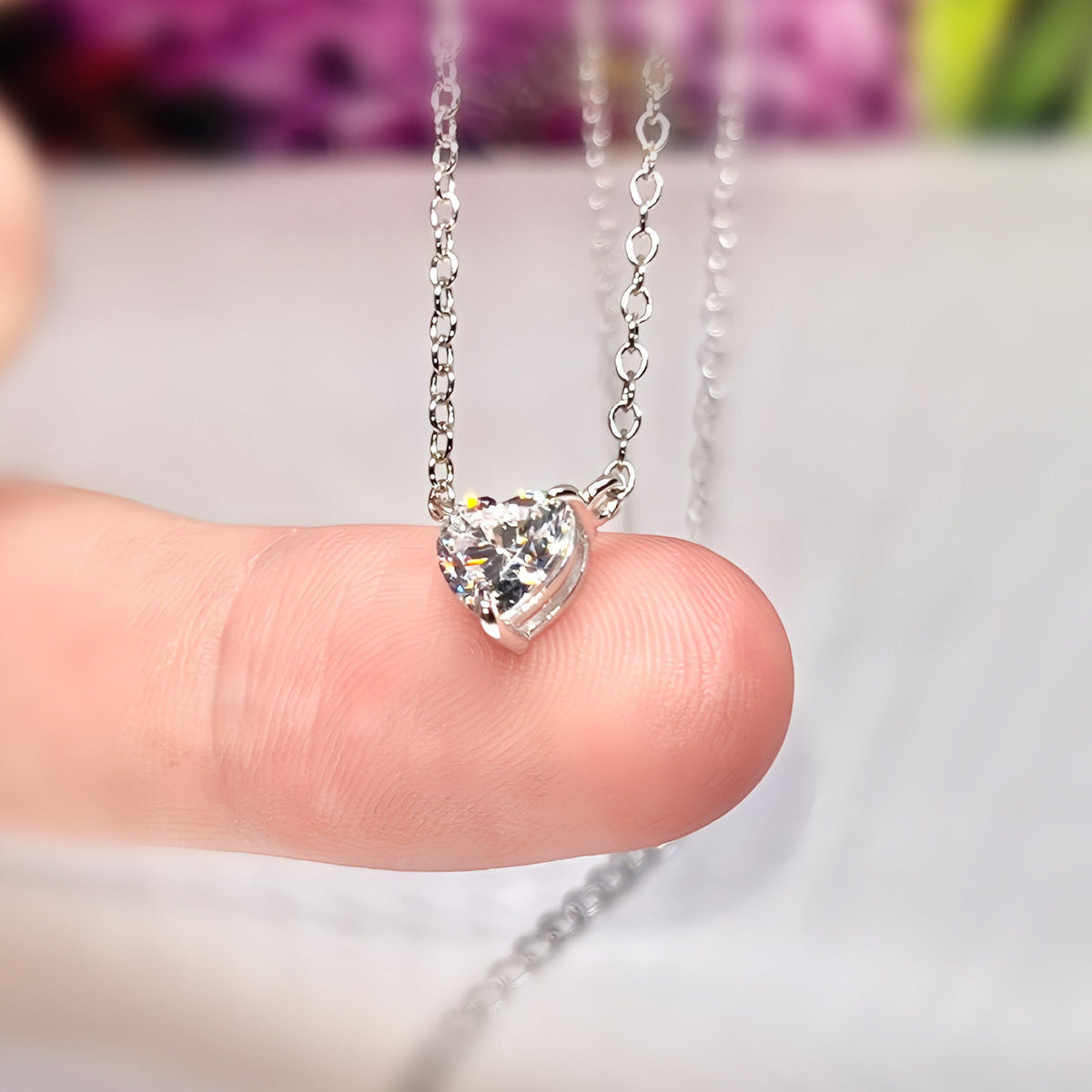 Heart Cut 1 Carat Moissanite Pendant Necklace - Sterling Silver