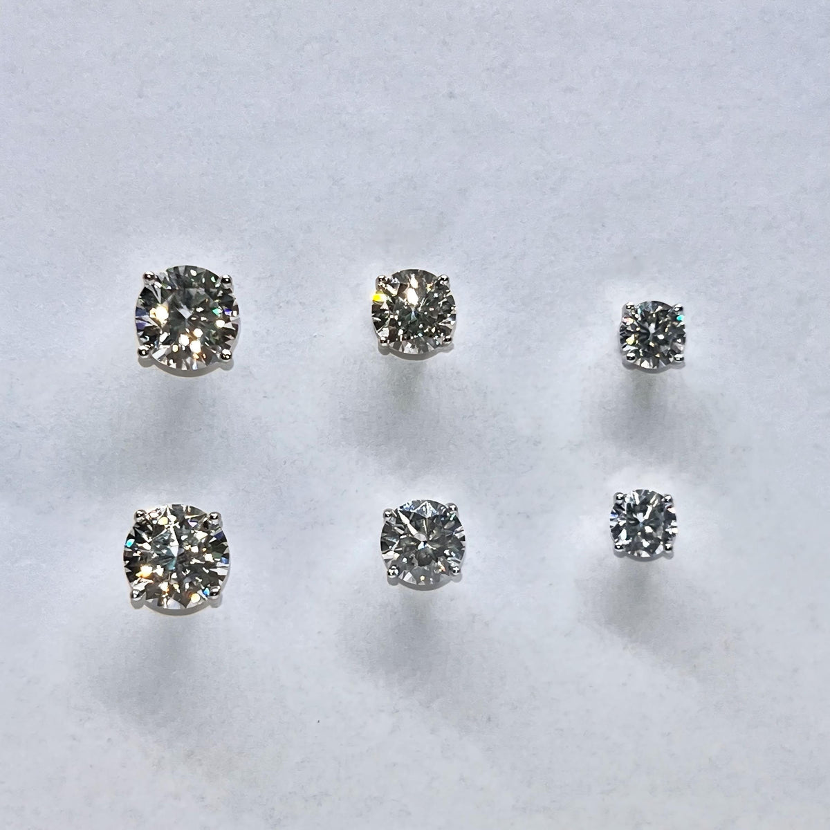 Round Moissanite Stud Earrings: 925 Sterling Silver