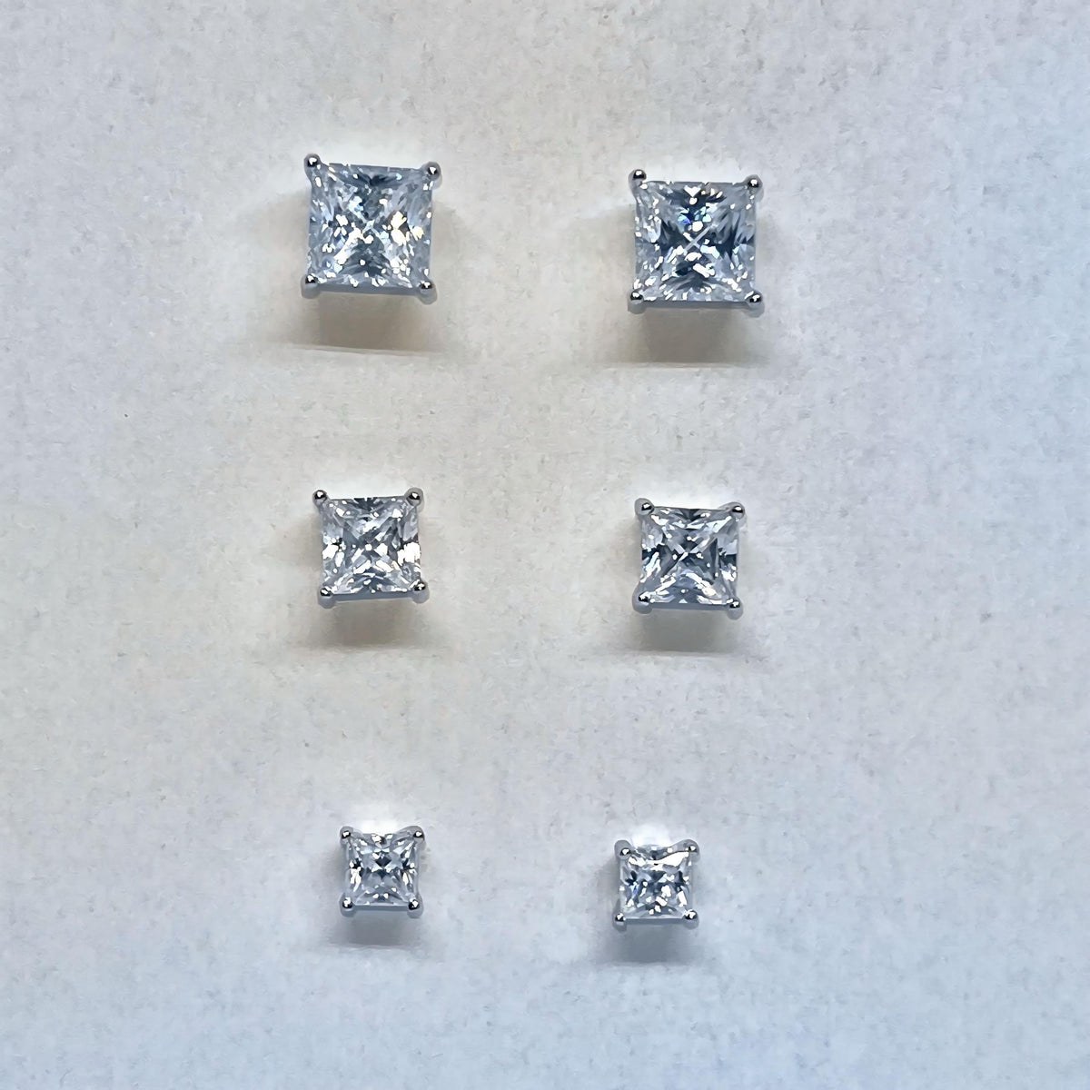 Square Cut Moissanite Stud Earrings: 925 Sterling Silver