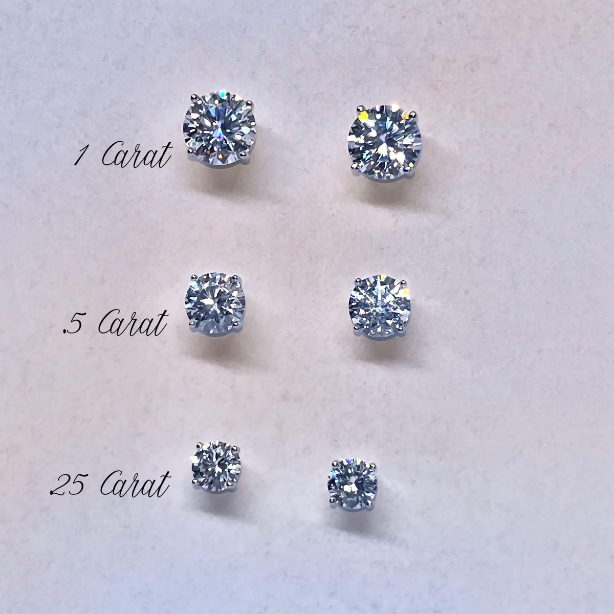 Round Moissanite Stud Earrings: 925 Sterling Silver