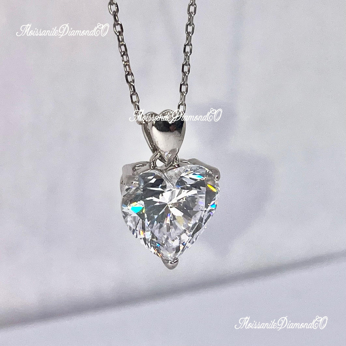Heart Cut White Sapphire Pendant Necklace, Sterling Silver