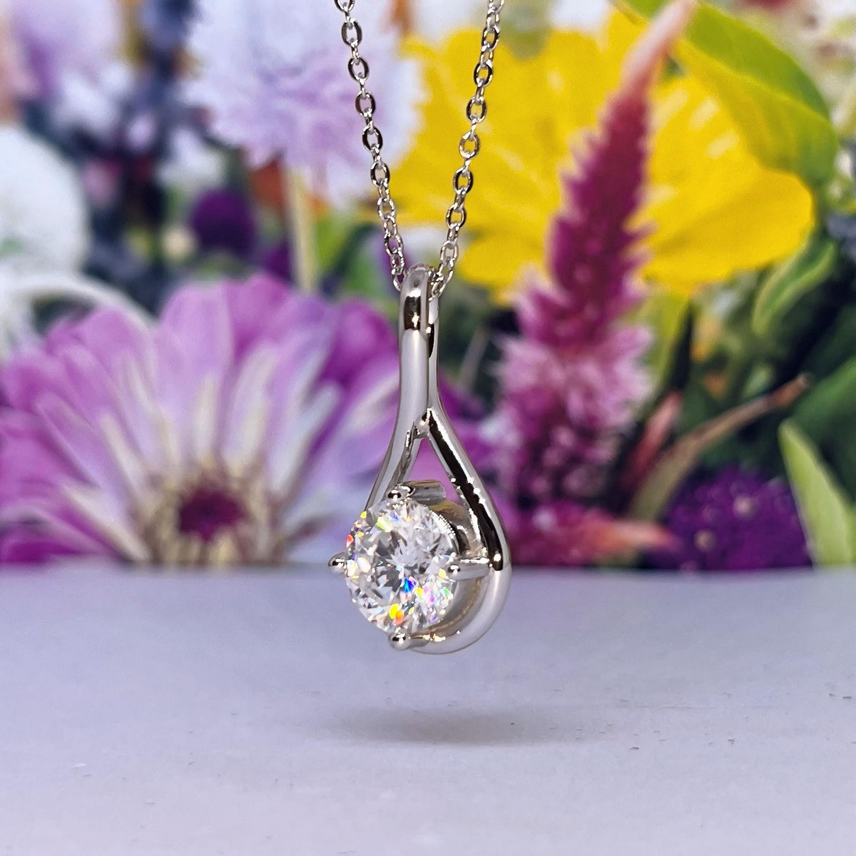 Teardrop Moissanite Necklace 2 Carat : 925 Sterling Silver