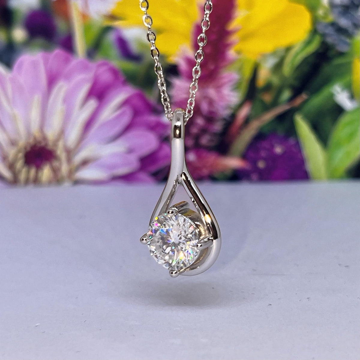 Teardrop Moissanite Necklace 2 Carat : 925 Sterling Silver