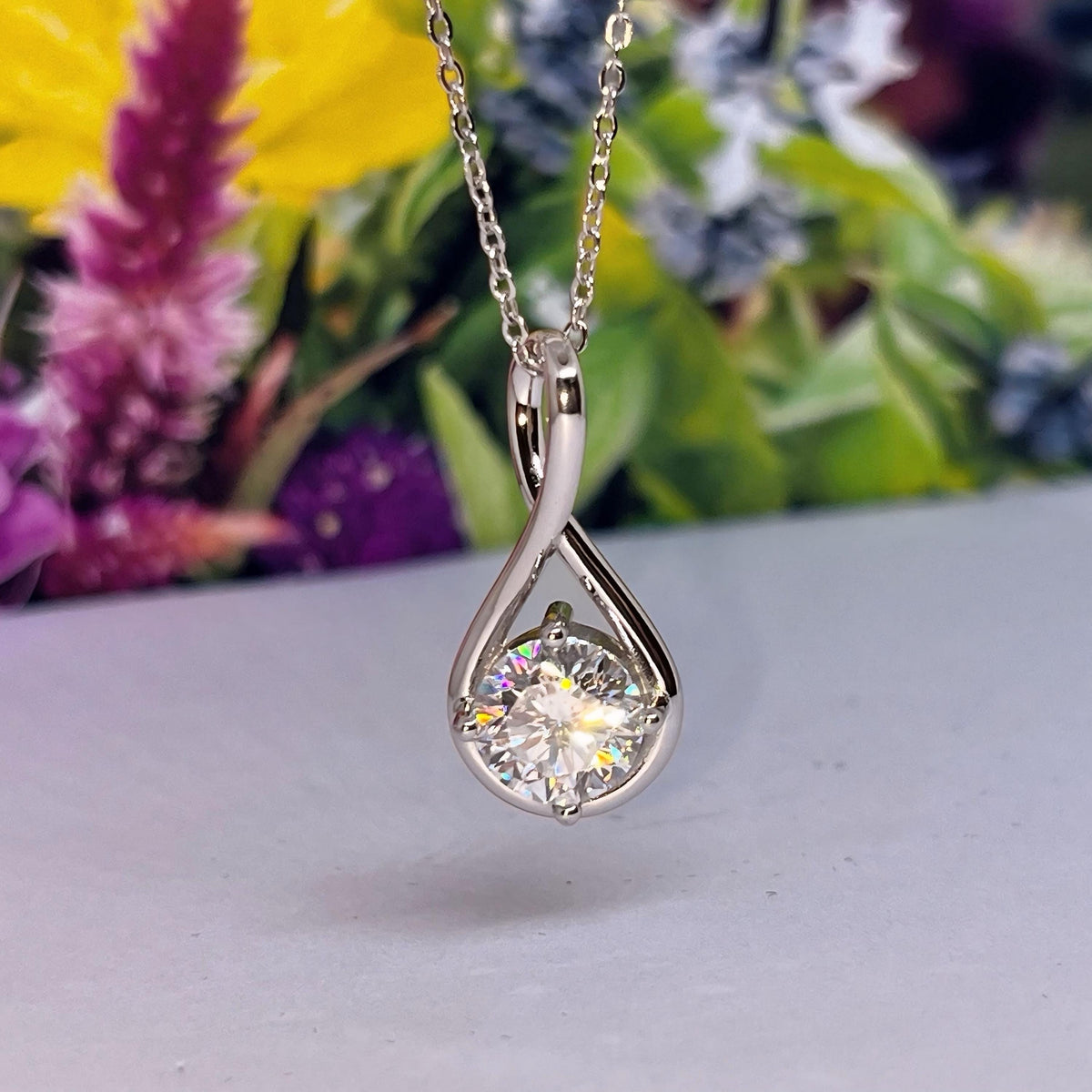 Teardrop Moissanite Necklace 2 Carat : 925 Sterling Silver