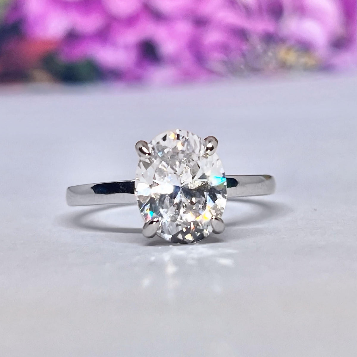 Oval 2ct Moissanite Engagement Ring : Sterling Silver