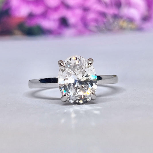 Oval 2ct Moissanite Engagement Ring : Sterling Silver