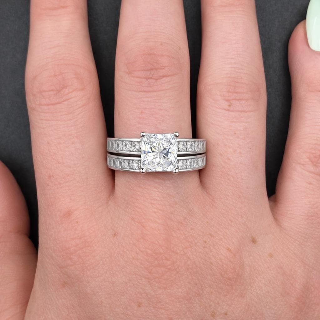 Princess Cut 1.25 Ct Moissanite Diamond 925 Sterling Silver Engagement Ring