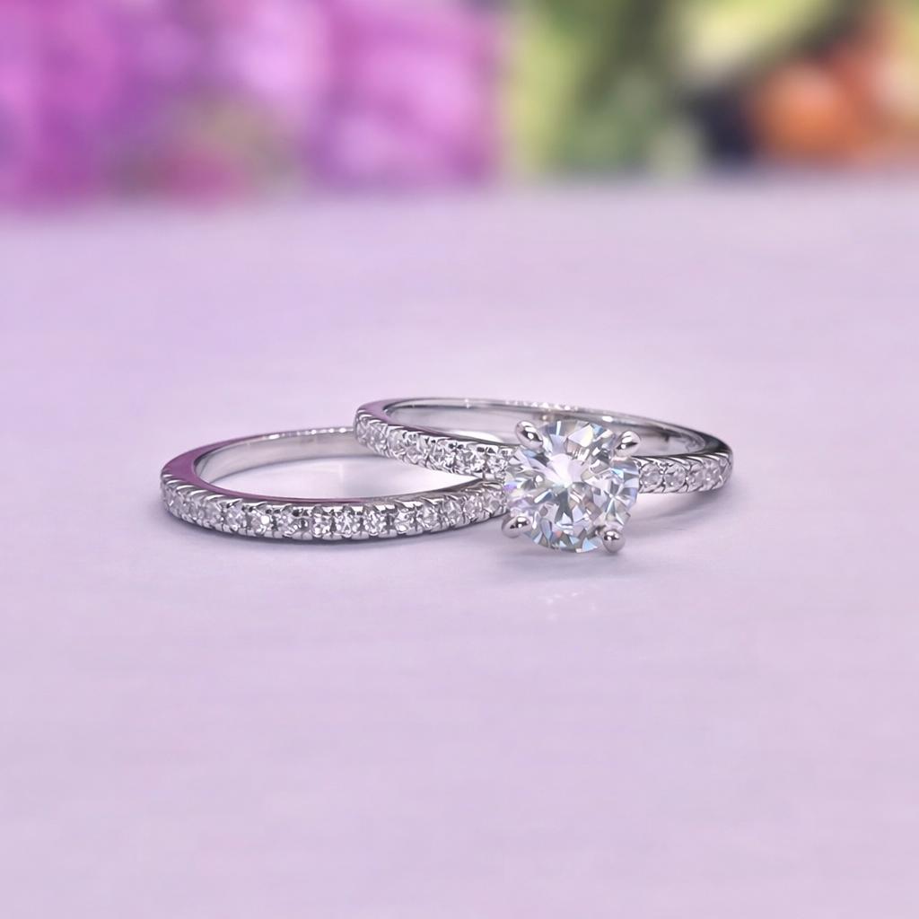 Round Cut 1 Carat Moissanite Enagagement Ring | 925 Silver