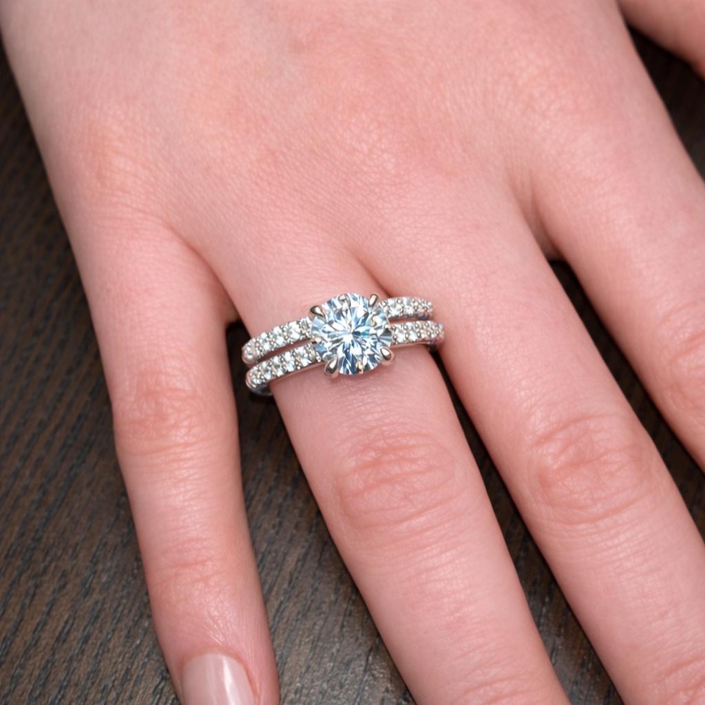 Round Cut 1 Carat Moissanite Enagagement Ring | 925 Silver