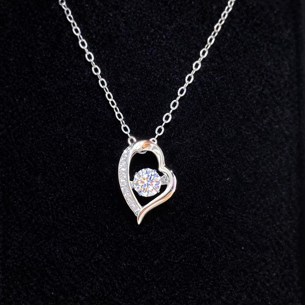 Moissanite Heart Necklace: 0.5 Carat Sterling Silver Pendant