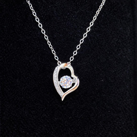 Moissanite Heart Necklace: 0.5 Carat Sterling Silver Pendant