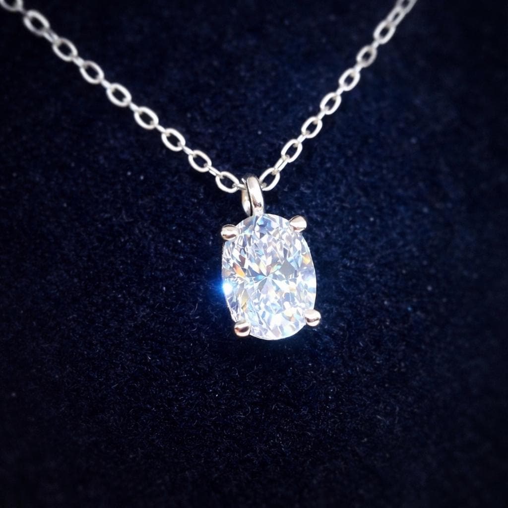 Oval Moissanite Necklace 1.25 Ct : 925 Silver