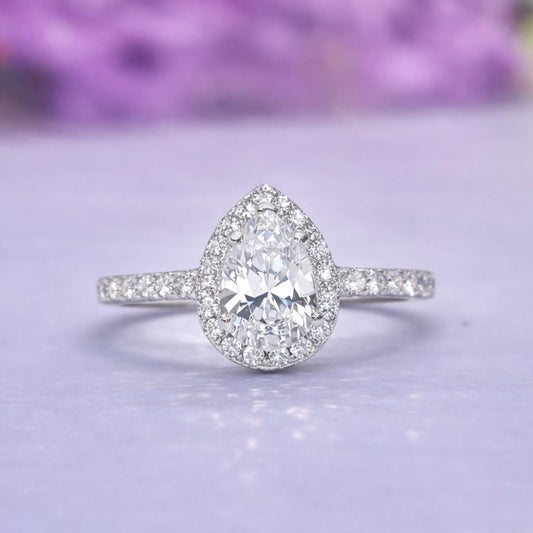 Pear cut 1.5 Ct Moissanite Engagement Ring | 925 Silver