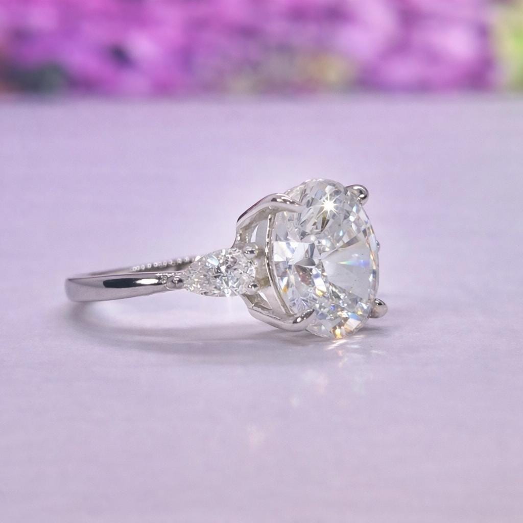 Oval Cut Three Stone 3 Ct Moissanite Diamond Engagement Bridal Ring