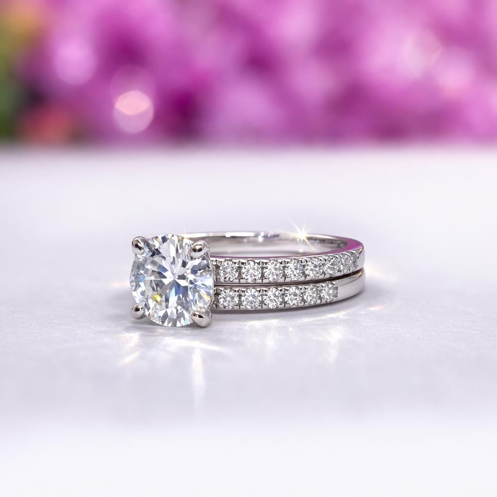 Round Cut 1 Carat Moissanite Enagagement Ring | 925 Silver